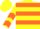 Yellow, orange 'a&b', orange hoops, orange chevrons on sleeves
