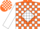 Orange, orange 'b' on white diamond, orange and white diamond blocks on sleeves