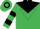 EMERALD GREEN, black yoke and inverted triangle, hooped sleeves and cap