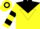 YELLOW, black yoke and inverted triangle, hooped sleeves and cap