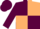 Maroon and tan quarters, maroon sleeves, maroon cap