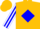 Gold, white 's' on blue shield, blue diamond stripe on sleeves