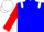 Blue body, white epaulettes, red arms, blue chevron, white cap