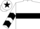 White, black hoop, chevrons on sleeves, white cap, black star