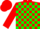 Red, green blocks, red sleeves, two green hoops