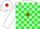 White with green blocks,red 'd' in red diamond on sleeves