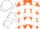White, 3 orange diamonds, front orange j brand, orange collar & chevrons