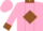 Pink, brown diamond 'jmf' brown front panel, brown collar, brown cuffs