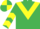 Emerald green, yellow chevron, chevrons on sleeves, quartered cap