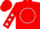 Red, white circle frame, white stars on sleeves