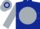 Dark blue, silver ball, oak tree, silver hoop on sleeves, blue cap, silver hoop