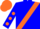 Blue, orange sash, orange spots sleeves, orange cap