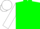 Green, green and white 'loughry coat of arms', white sleeves, white cap