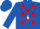 Royal blue, red stars on white inverted chevron