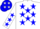 White, chavez racing and emblem on back, ac on front, blue stars and diamon