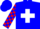 Blue,  '4 fun' on red trimmed white cross, white sleeves with blue blocks, blue cuffs