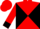 Red and black diagonal quarters, black cuffs on red sleeves