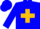 Blue, gold cross, blue cap