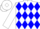 White,  blue diamonds, blue diamond 'h'