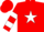 Red, white star, two white hoops on sleeves