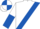 White, Royal Blue sash, halved sleeves, quartered cap