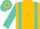 Gold, turquoise braces, gold hoop on turquoise sleeves