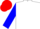 White and yellow, red 'd', blue sleeves, red cap