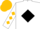 White, black diamond, white 'k', black and gold diamonds on sleeves, white and gold cap