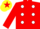 RED, white spots, yellow cap, red star