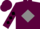 Maroon, black 'ja' emblem on grey diamond, black diamonds on sleeves