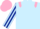 Light blue, pink epaulettes, light blue & dark blue striped sleeves, pink cap