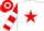 White, red star, red and white hooped sleeves and cap