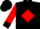 Black, red 'w' in red diamond frame, black cuffs on red sleeves