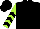 Black, lime sleeves, black chevrons, black cap