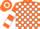 Orange and white blocks, orange sleeves, white hoop