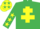 Emerald green, yellow cross of lorraine, stars on sleeves and cap