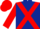 Dark blue, red cross belts, sleeves and cap