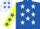 Royal Blue, White stars, Yellow sleeves, Royal Blue stars