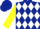 Dark Blue and White diamonds, Yellow sleeves, Dark Blue cap