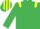 Emerald green, yellow epaulettes, striped cap