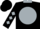 Black, silver ball, silver collar, silver diamonds on sleeves