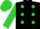 Black, lime dots, lime emblem on sleeves, black and lime cap