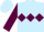 Light blue, maroon diamond belt and 'm', maroon band and 'm' on sleeves, light blue cap