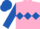 Bright pink, royal blue diamond hoops, royal blue sleeves, bright pink and royal blue cap