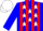 Blue, white stars, red stripes, white cap
