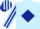 Light blue, dark blue diamond frame, light blue sleeves,dark blue stripes