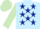 Light Blue, Dark Blue stars, Light Green sleeves and cap