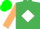 Emerald green, white diamond,tan sleeves, green cap