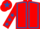 Red, royal blue seams, red sleeves, royal blue stars, red cap, royal blue star