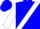 Blue, white 'm&g' and white sash, white sleeves